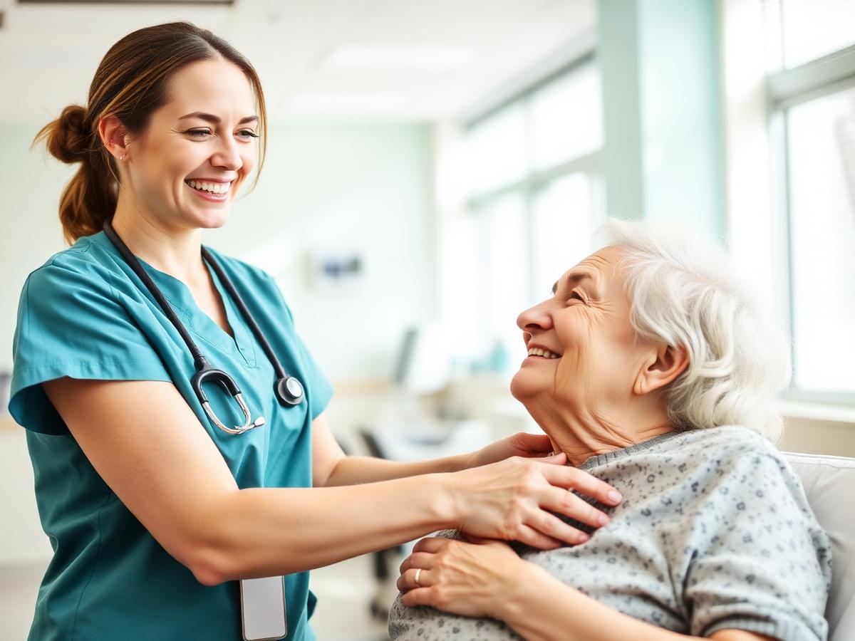 Compassionate nurse caring for elderly patient
